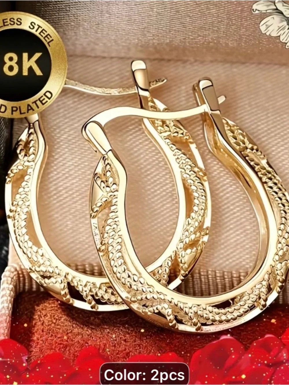 Elegant 18K Gold-Plated Women’s Hoop Earrings - Gold